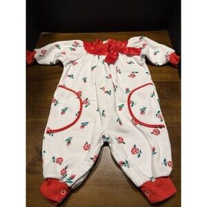Vintage 90s McKids Fleece Lined Rose Print Romper Size 18 Months